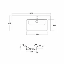 Viadurini Bathroom Keramikwaschbecken-Moderner rechter Wandeinsatz des Aufsatzspülbeckens in keramischem Maida