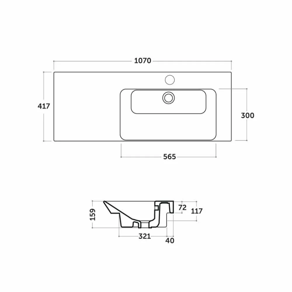 Viadurini Bathroom Keramikwaschbecken-Moderner rechter Wandeinsatz des Aufsatzspülbeckens in keramischem Maida