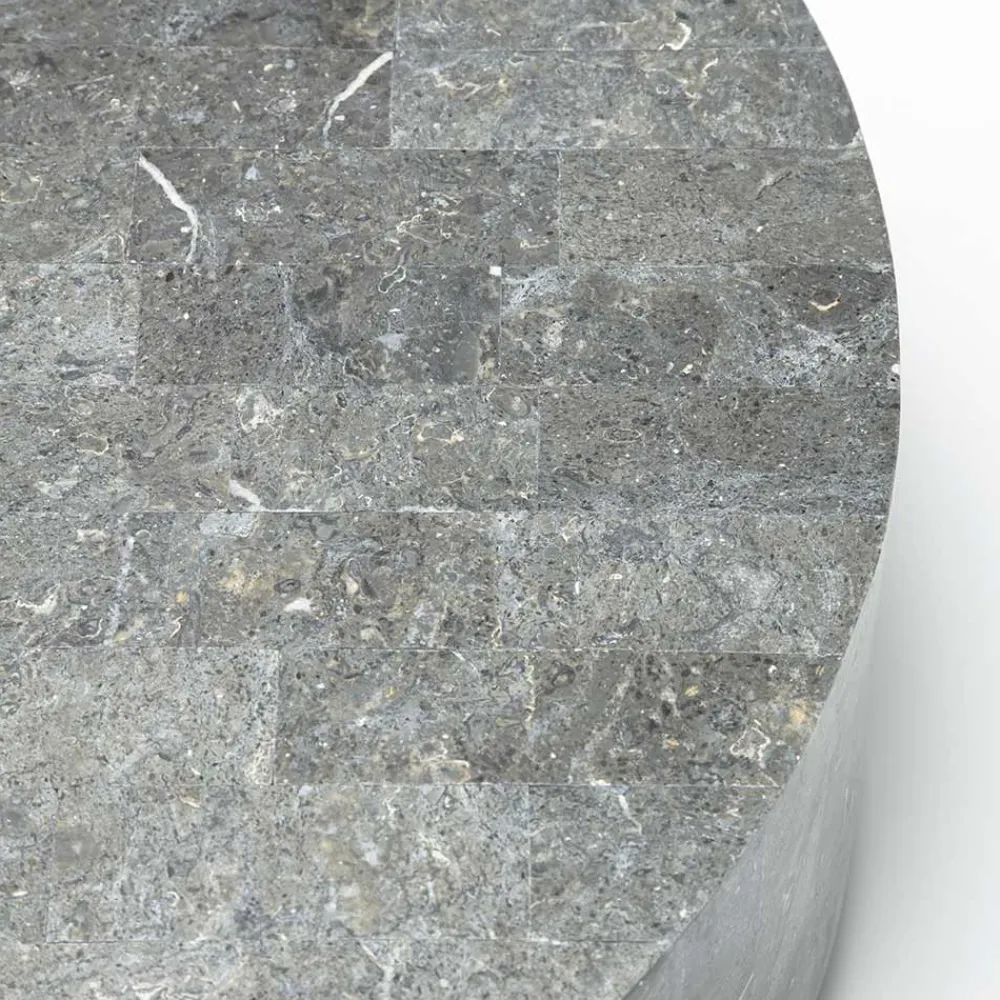 Viadurini Living Couchtische Aus Stein-Moderner runder Couchtisch aus Fossil Stone – Vermont