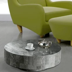 Viadurini Living Couchtische Aus Stein-Moderner runder Couchtisch aus Fossil Stone – Vermont