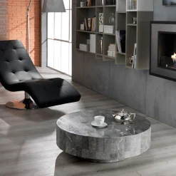 Viadurini Living Couchtische Aus Stein-Moderner runder Couchtisch aus Fossil Stone – Vermont
