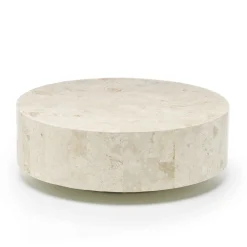 Viadurini Living Couchtische Aus Stein-Moderner runder Couchtisch aus Fossil Stone – Vermont