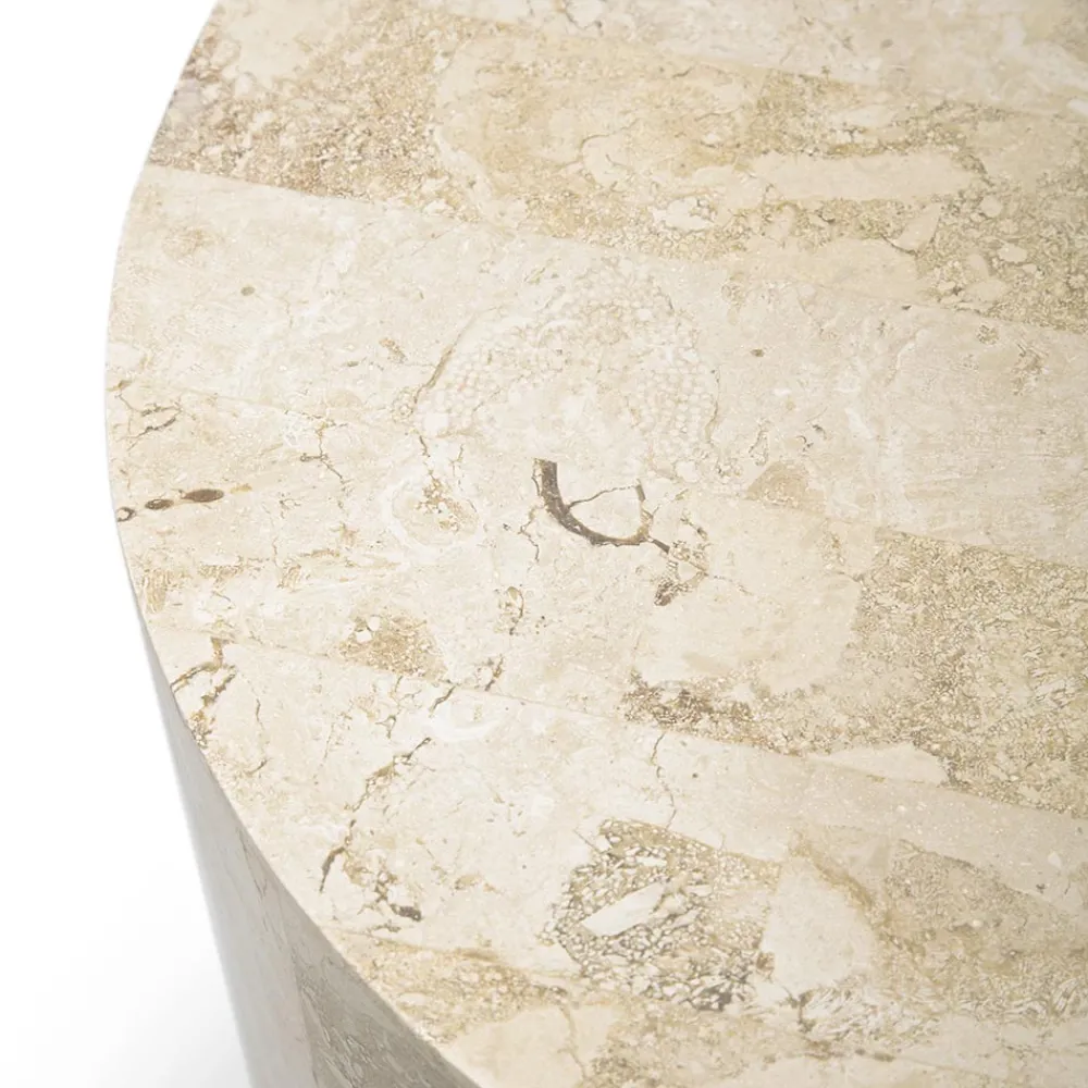 Viadurini Living Couchtische Aus Stein-Moderner runder Couchtisch aus Fossil Stone – Vermont