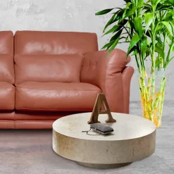 Viadurini Living Couchtische Aus Stein-Moderner runder Couchtisch aus Fossil Stone – Vermont