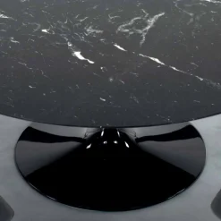 Viadurini Living Esstische|Runde Tische-Moderner runder Tisch aus Carrara-Marmor und Marquinia, hergestellt in Italien – Dollars