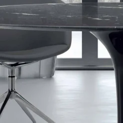 Viadurini Living Esstische|Runde Tische-Moderner runder Tisch aus Carrara-Marmor und Marquinia, hergestellt in Italien – Dollars