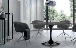 Viadurini Living Esstische|Runde Tische-Moderner runder Tisch aus Carrara-Marmor und Marquinia, hergestellt in Italien – Dollars