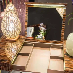 Viadurini Living Badmöbel Stehend-Moderner Schminktisch Ada 3 mit zu öffnender Platte aus glänzendem Ebenholz