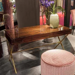 Viadurini Living Badmöbel Stehend-Moderner Schminktisch Ada 3 mit zu öffnender Platte aus glänzendem Ebenholz