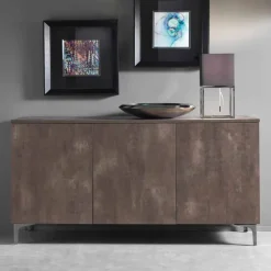 Viadurini Living Sideboards-Moderner Schrank, drei Türen Melaminholz Bronze oder Grau Made in Italy - Clemente
