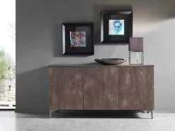 Viadurini Living Sideboards-Moderner Schrank, drei Türen Melaminholz Bronze oder Grau Made in Italy - Clemente