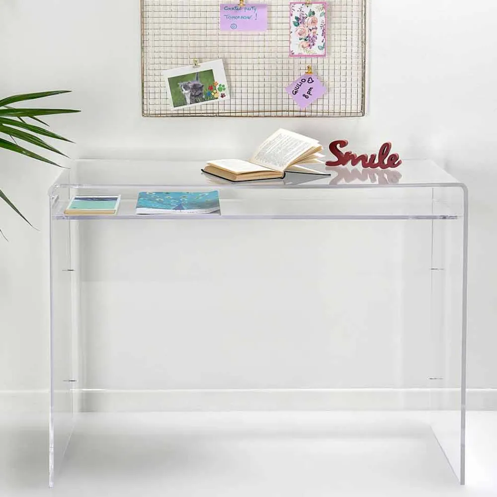 Viadurini Living Design Schreibtische-Moderner Schreibtisch aus transparentem Plexiglas, hergestellt in Italien, Barga