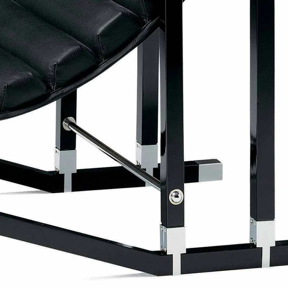 Viadurini Living Moderne Sessel-Moderner Sessel aus glänzend schwarz lackiertem Holz und Leder Made in Italy - Conga