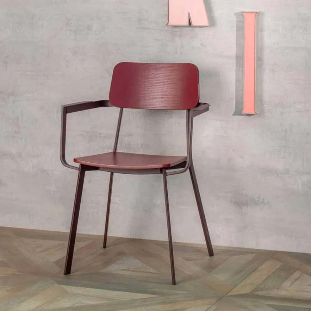 Viadurini Living Vintage Stühle-Moderner Sessel in modernem Design aus Metall und Holz 4 Stück -Elmas