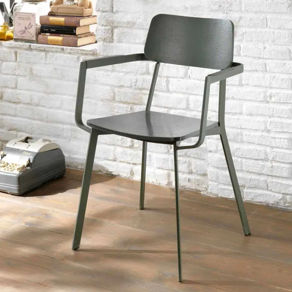 Viadurini Living Vintage Stühle-Moderner Sessel in modernem Design aus Metall und Holz 4 Stück -Elmas