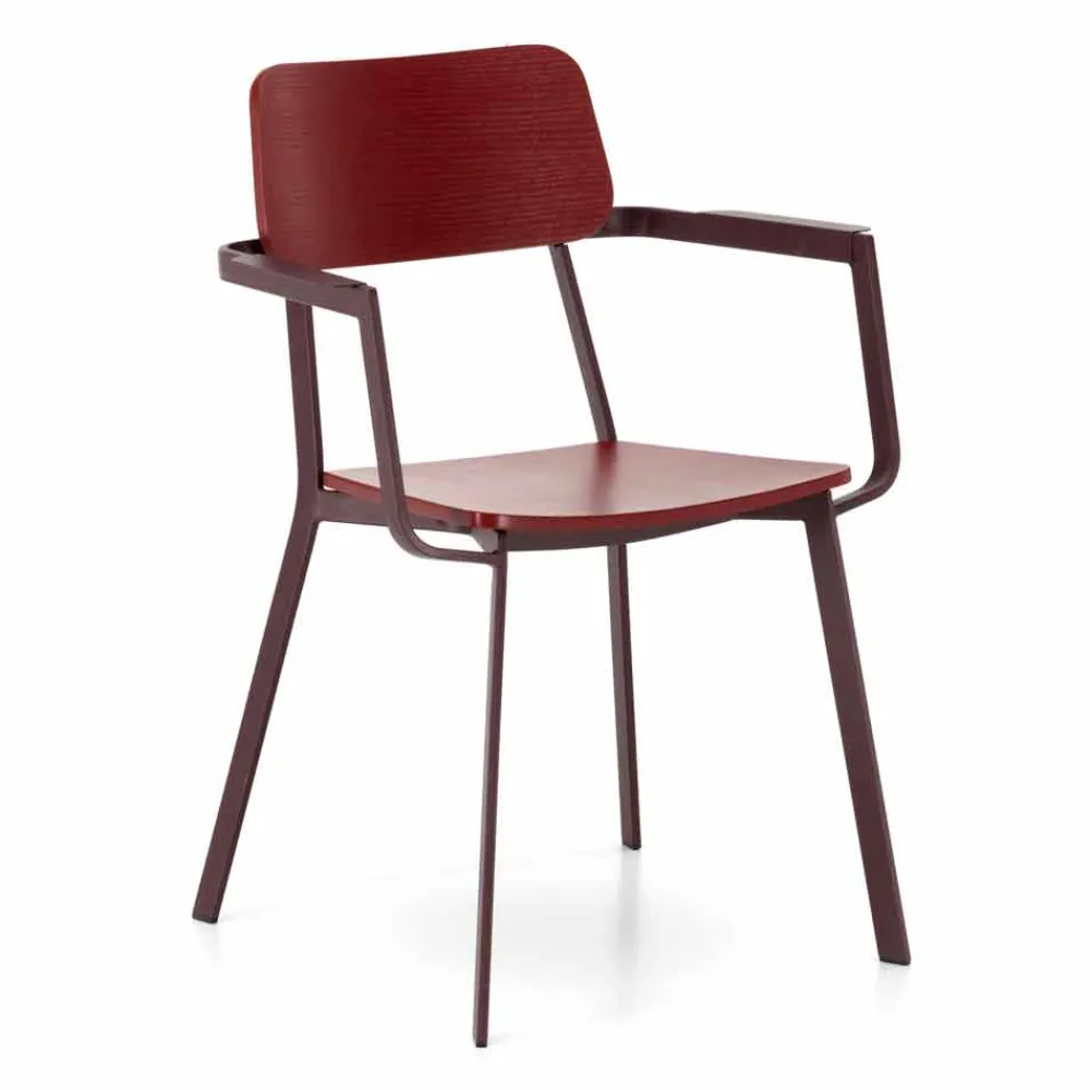 Viadurini Living Vintage Stühle-Moderner Sessel in modernem Design aus Metall und Holz 4 Stück -Elmas