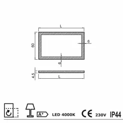 Viadurini Bathroom Badspiegel-Moderner Spiegel mit Milchglaskanten, LED-Beleuchtung, Ady