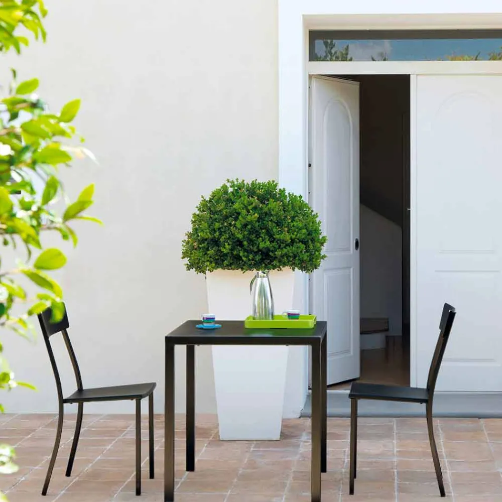 Viadurini in the Garden Gartentische Fest-Moderner stapelbarer quadratischer Metall-Außentisch Made in Italy - Aila