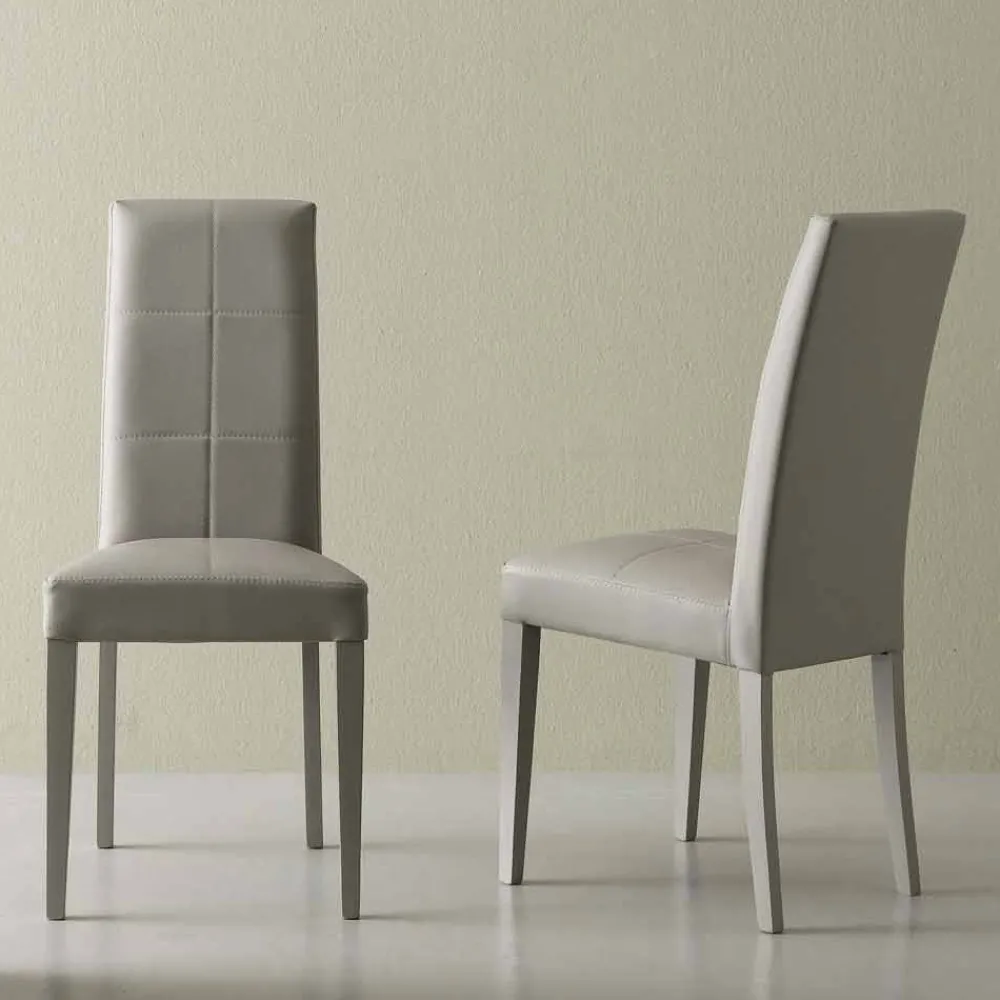 Viadurini Living Klassische Stühle-Moderner Stuhl aus Kunstleder grau Linear