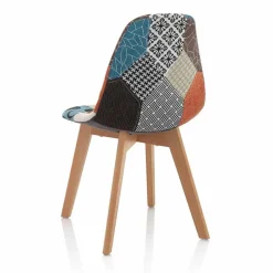 Viadurini Living Moderne Stühle-Moderner Stuhl aus Patchworkgewebe mit Holzbeinen, 4 Stück - Selena