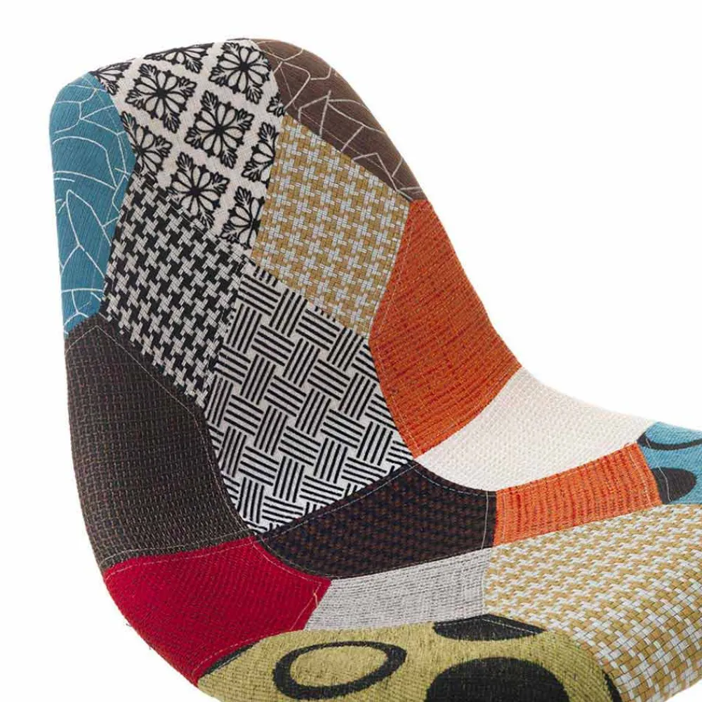 Viadurini Living Moderne Stühle-Moderner Stuhl aus Patchworkgewebe mit Holzbeinen, 4 Stück - Selena