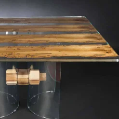 Viadurini Living Esstische Nach Mass-Moderner Tisch aus Holz und Glas Venezia