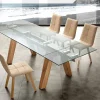Viadurini Living Ausziehbare Esstische-Moderner Tisch ausziehbar aus Glas und Massivholz Florida