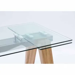 Viadurini Living Ausziehbare Esstische-Moderner Tisch ausziehbar aus Glas und Massivholz Florida