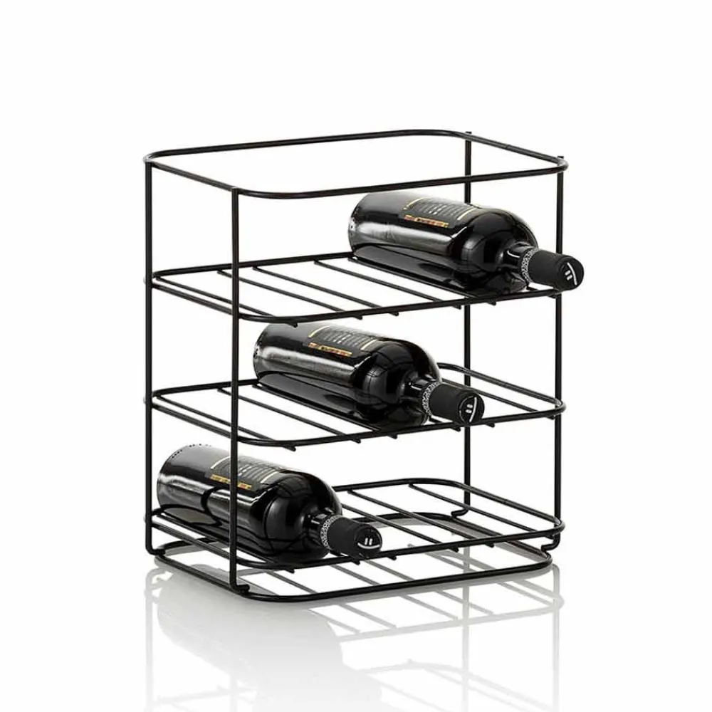 Viadurini Living Design Weinregal-Moderner Tischflaschenhalter für 9 Flaschen in Matt Black Metal - Wein