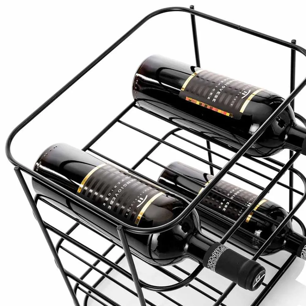 Viadurini Living Design Weinregal-Moderner Tischflaschenhalter für 9 Flaschen in Matt Black Metal - Wein