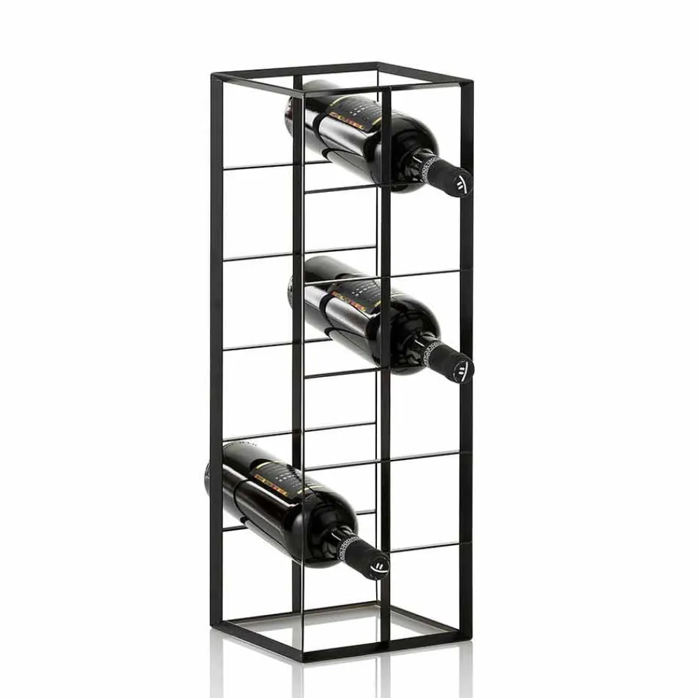 Viadurini Living Design Weinregal-Moderner Tischflaschenhalter für 12 Flaschen aus Matt Black Metal - Wein