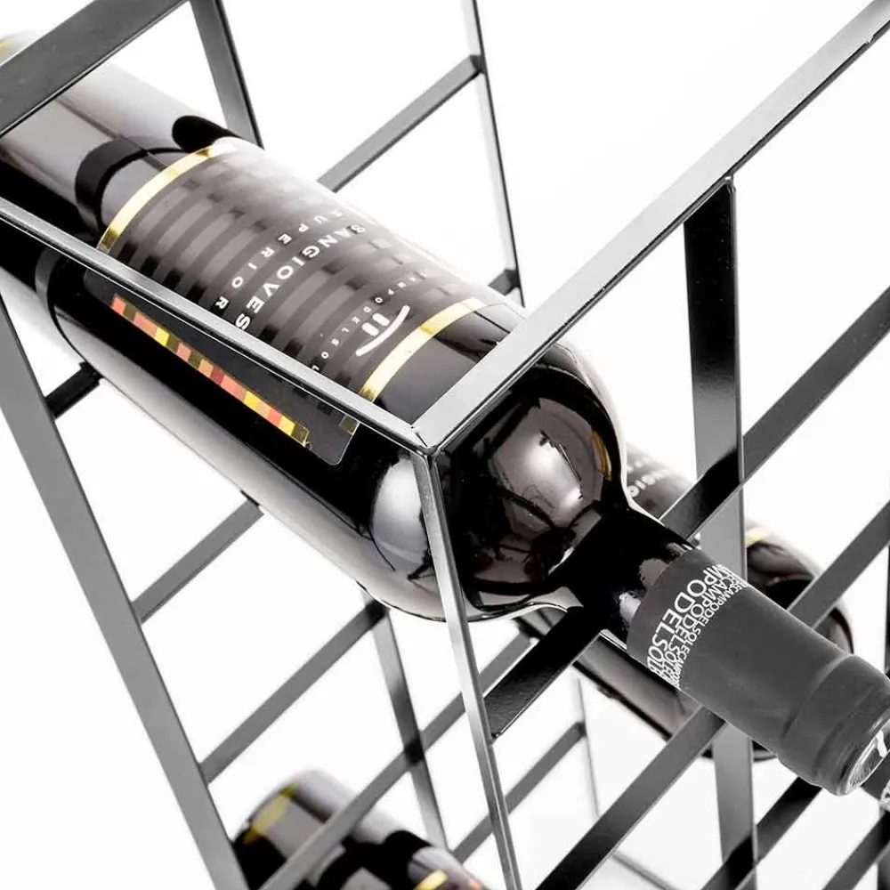 Viadurini Living Design Weinregal-Moderner Tischflaschenhalter für 12 Flaschen aus Matt Black Metal - Wein
