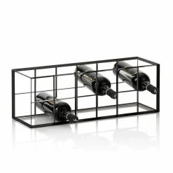 Viadurini Living Design Weinregal-Moderner Tischflaschenhalter für 12 Flaschen aus Matt Black Metal - Wein