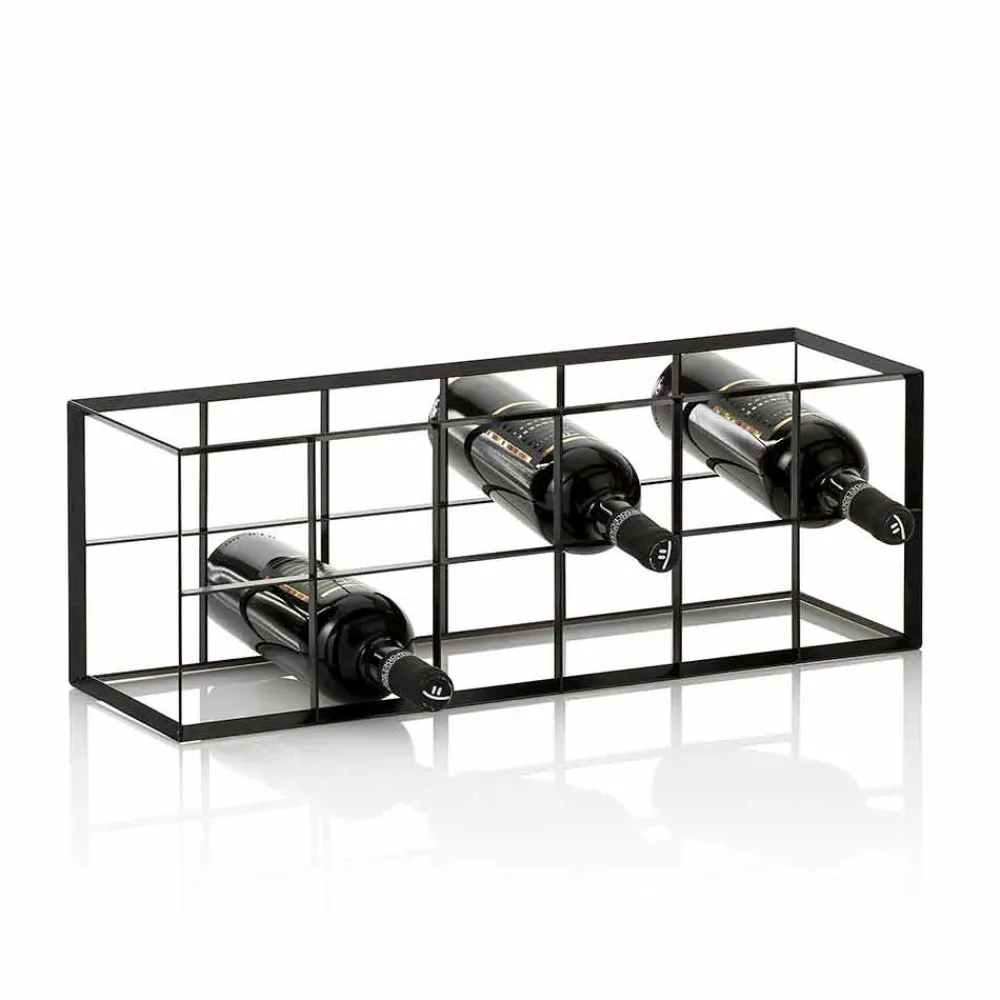 Viadurini Living Design Weinregal-Moderner Tischflaschenhalter für 12 Flaschen aus Matt Black Metal - Wein