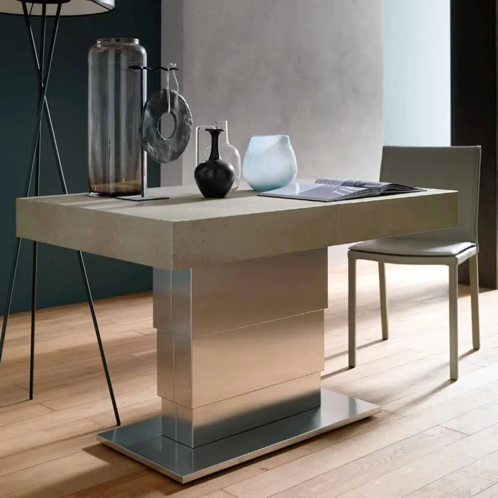 Viadurini Living Tisch Höhenverstellbar-Moderner umwandelbarer Couchtisch, Mörtel-Effekt-Platte Made in Italy - Salomon