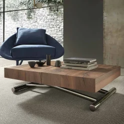 Viadurini Living Tisch Höhenverstellbar-Moderner umwandelbarer Couchtisch aus Holz und Metall, Made in Italy - Spirit