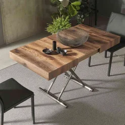 Viadurini Living Tisch Höhenverstellbar-Moderner umwandelbarer Couchtisch aus Holz und Metall, Made in Italy - Spirit