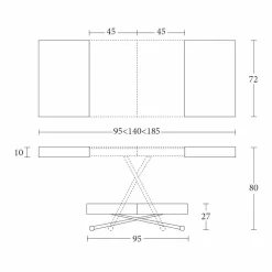 Viadurini Living Tisch Höhenverstellbar-Moderner umwandelbarer Couchtisch aus Holz und Metall, Made in Italy - Spirit