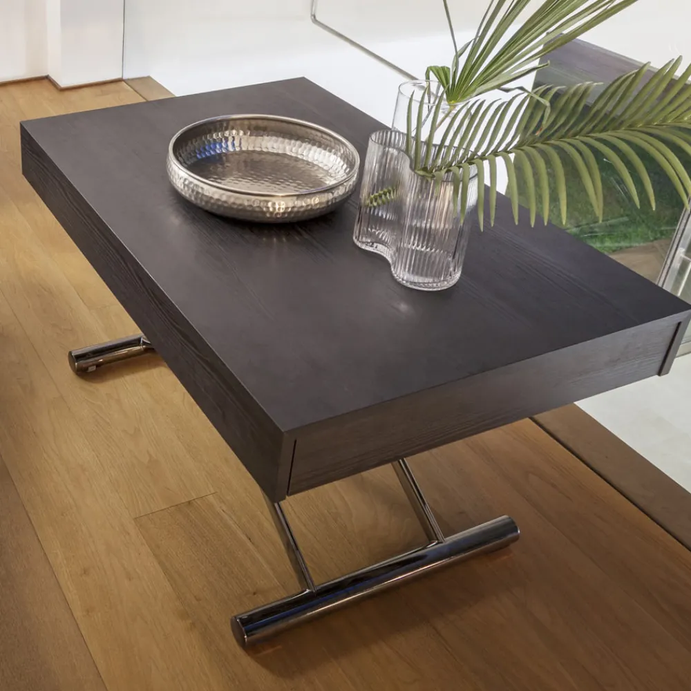 Viadurini Living Tisch Höhenverstellbar-Moderner verwandelbarer Couchtisch aus Metall und Holz Made in Italy - Universe