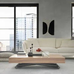 Viadurini Living Tisch Höhenverstellbar-Moderner verwandelnder Couchtisch aus Holz und Metall Made in Italy - Fabio