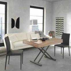 Viadurini Living Tisch Höhenverstellbar-Moderner verwandelnder Couchtisch aus Holz und Metall Made in Italy - Fabio