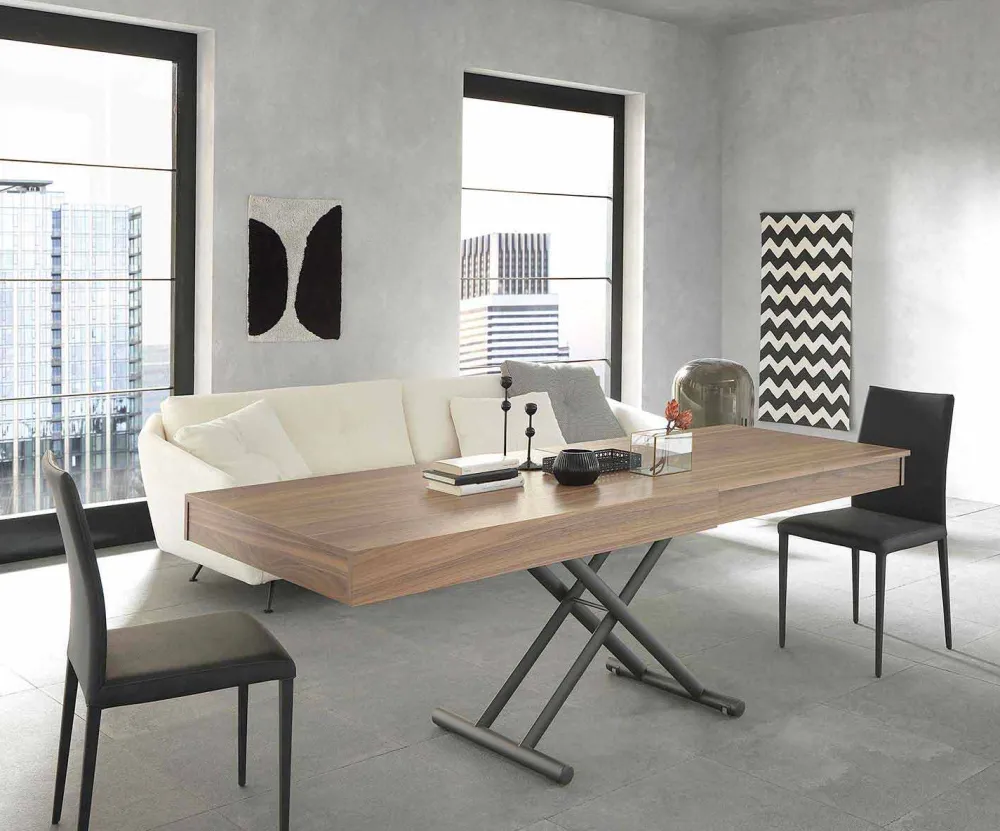Viadurini Living Tisch Höhenverstellbar-Moderner verwandelnder Couchtisch aus Holz und Metall Made in Italy - Fabio