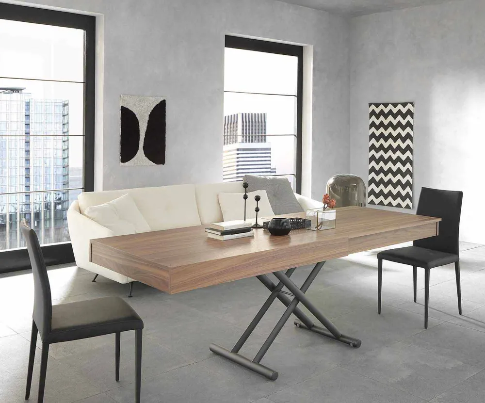 Viadurini Living Tisch Höhenverstellbar-Moderner verwandelnder Couchtisch aus Holz und Metall Made in Italy - Fabio
