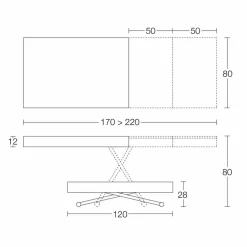 Viadurini Living Tisch Höhenverstellbar-Moderner verwandelnder Couchtisch aus Holz und Metall Made in Italy - Fabio