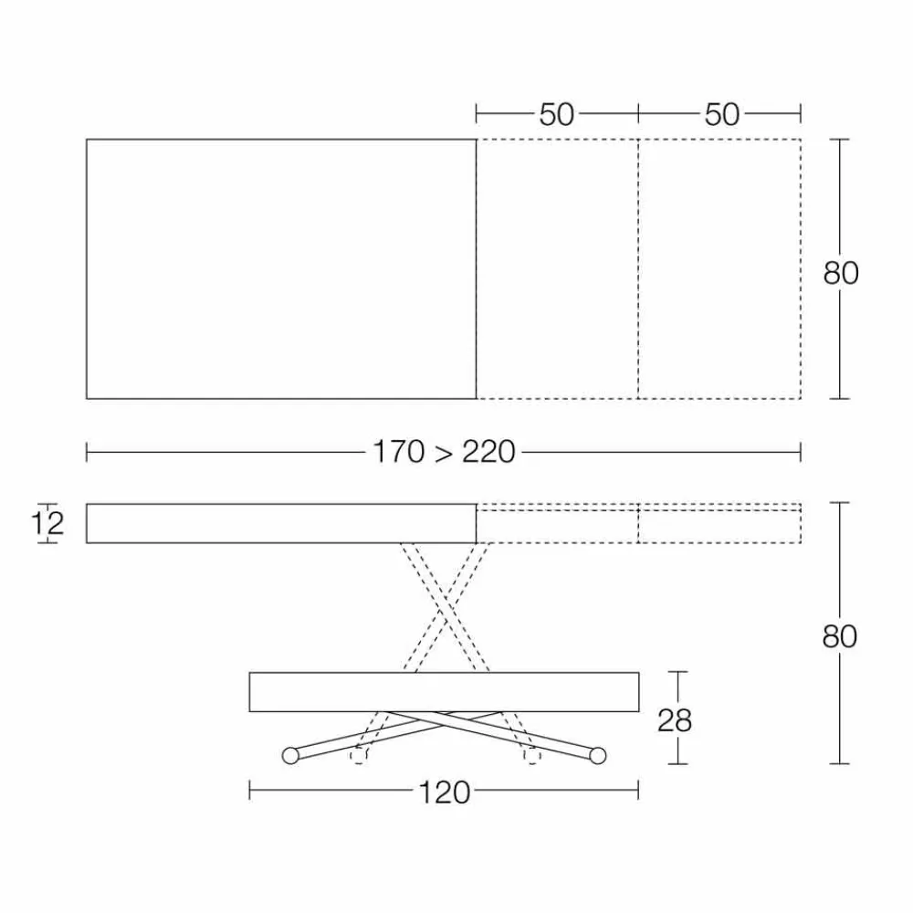 Viadurini Living Tisch Höhenverstellbar-Moderner verwandelnder Couchtisch aus Holz und Metall Made in Italy - Fabio