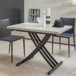 Viadurini Living Tisch Höhenverstellbar-Moderner wandelbarer Couchtisch aus Graphitmetall und Holzplatte - Sistocle