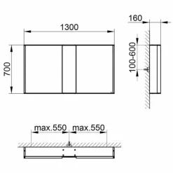 Viadurini Bathroom Badspiegel-Moderner Wandspiegel mit 3 Türen aus silber lackiertem Aluminium - Demon