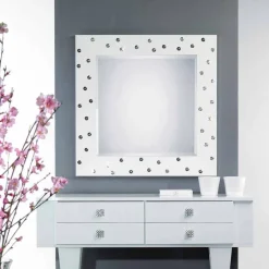 Viadurini Living Wandspiegel-moderner Wandspiegel weiß mit Swarovskisteinen Tiffany