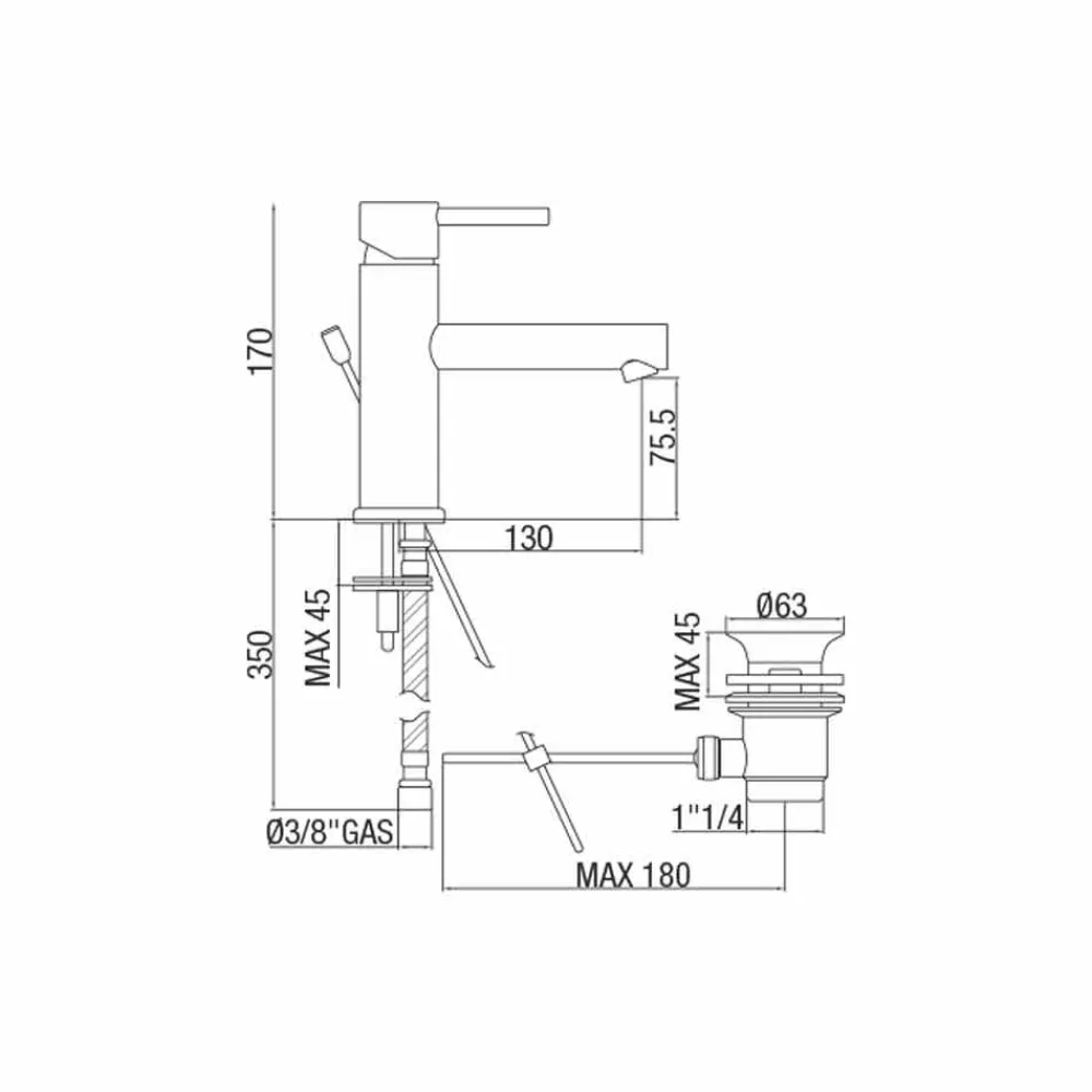Viadurini Taps Waschbeckenarmaturen-Moderner Waschbeckenmischer aus Chrom-Messing Hergestellt in Italien - Ermia