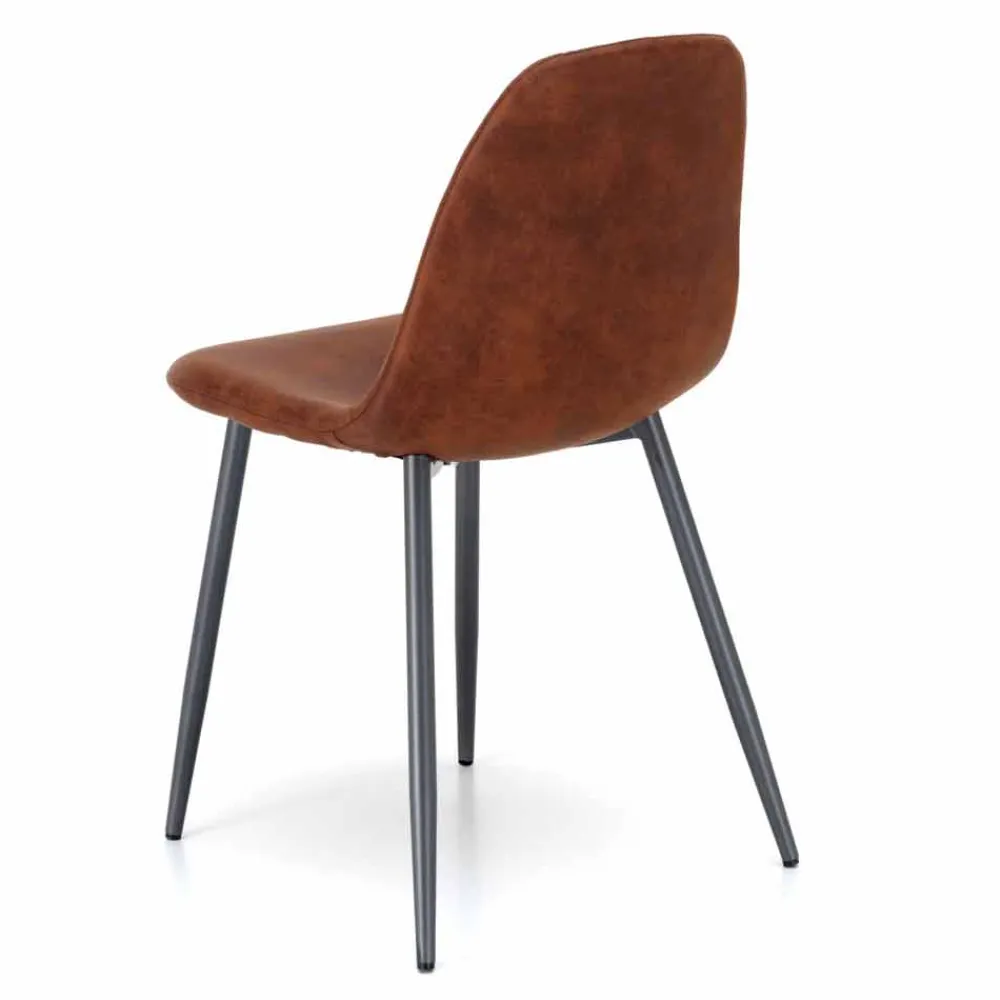 Viadurini Living Vintage Stühle-Moderner Wohnstuhl aus braunem Vintage-Kunstleder 4 Stück Elice